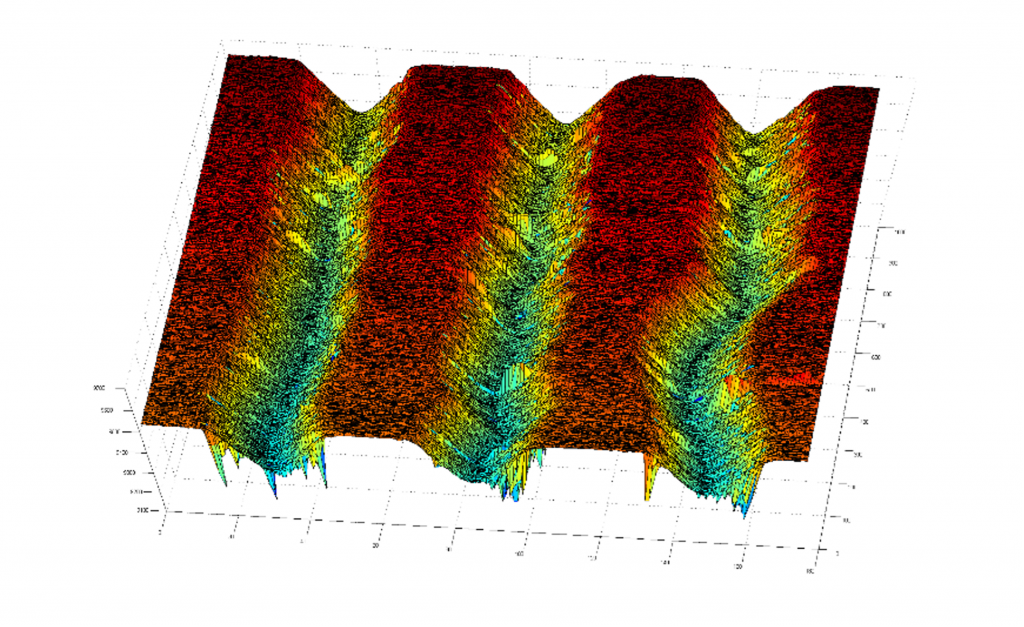 Music record tracks in 3D, with some dust