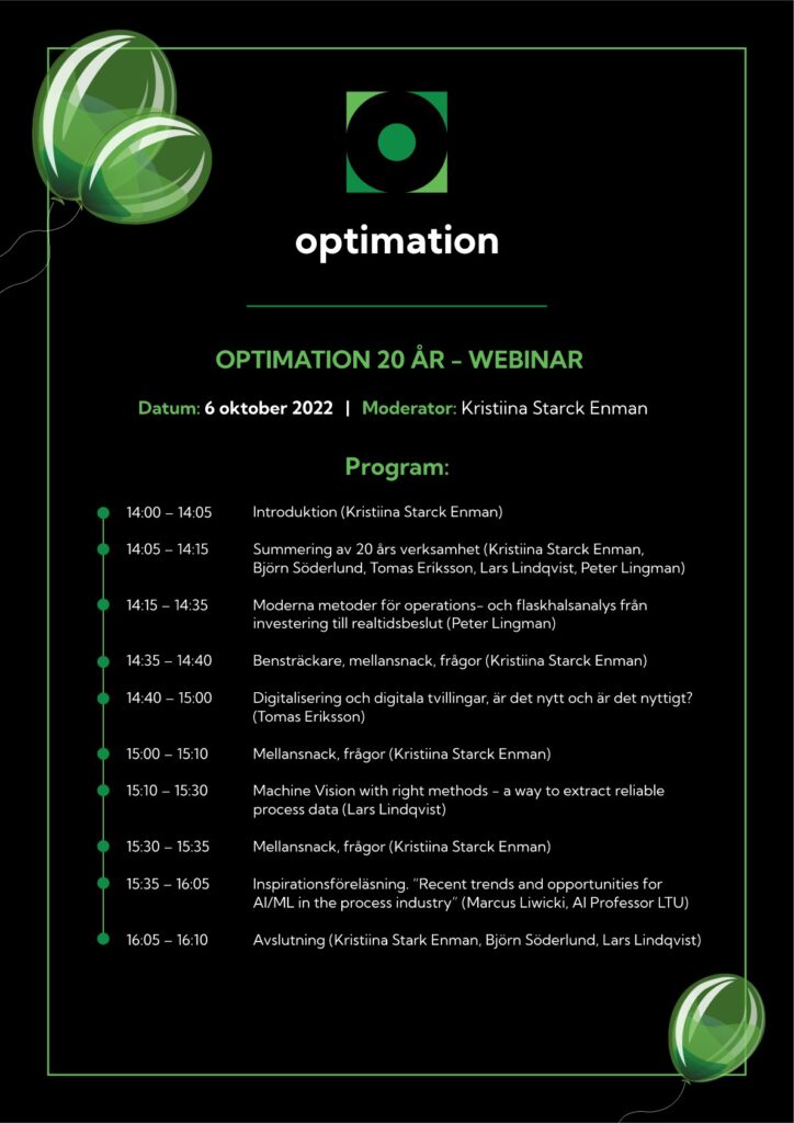 Optimation firar 20 år med webinar 6:e oktober